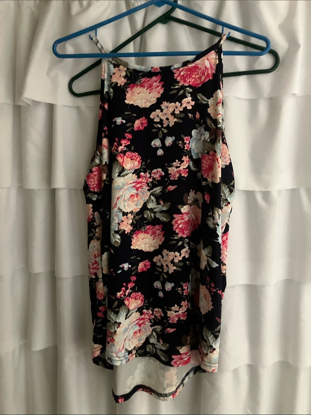 Amazon Floral High-Neck Cami Top in Black and Pink